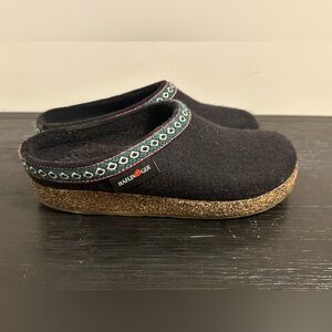 Haflinger Black Classic Grizzly GZ Wool Slipper Women’s Size EU 36 US 5